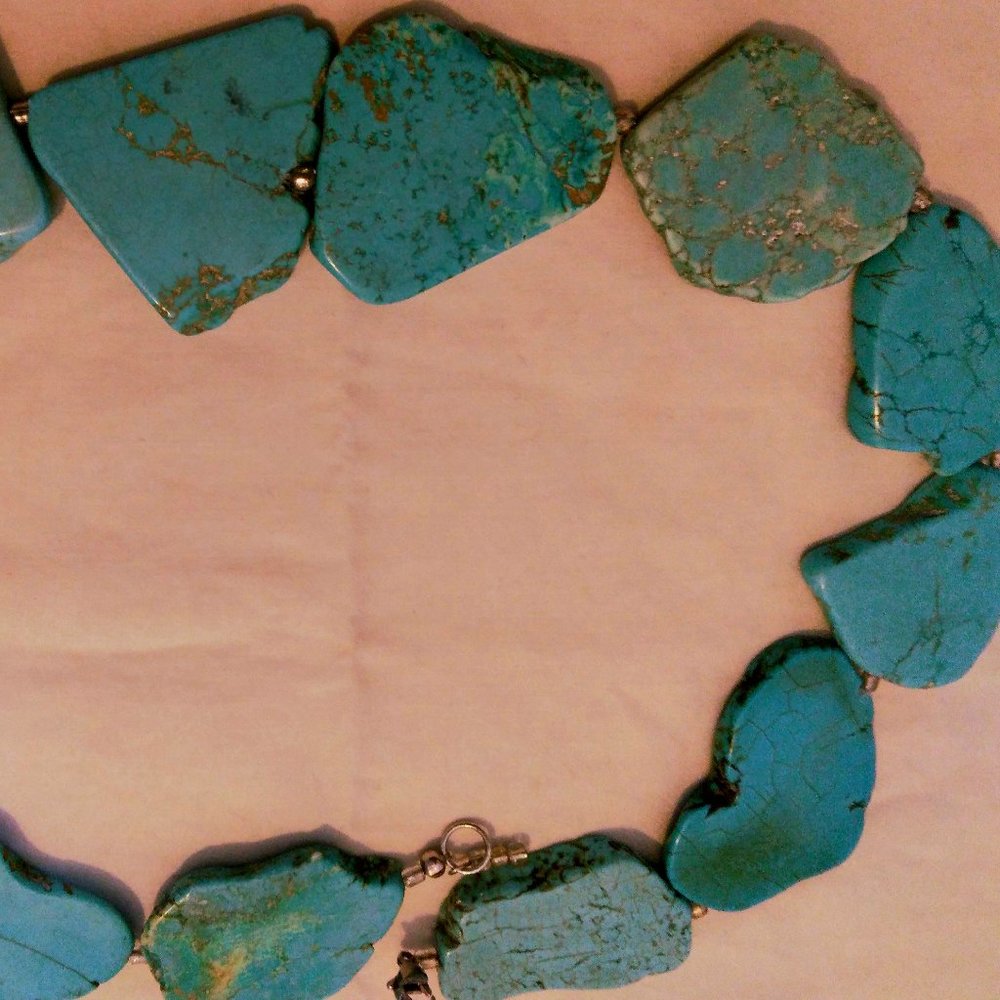 Blue turquoise chunky statement necklace